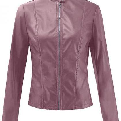 Stylish Slim Fit Purple Leather Jac..
