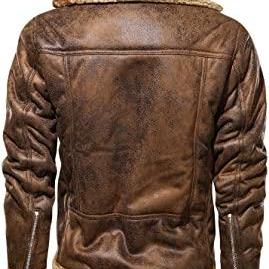 Brown Fur Jacket for Men Leather Bo..