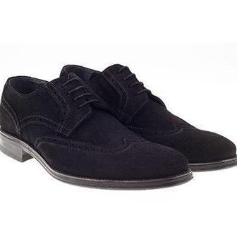 Stylish Black Suede Lace Up Wingtip..