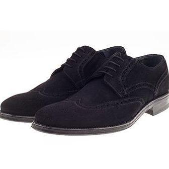 Stylish Black Suede Lace Up Wingtip..