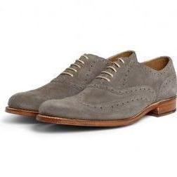 Stylish Gray Suede Lace Up Wingtips..