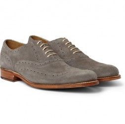 Stylish Gray Suede Lace Up Wingtips Dress Shoes