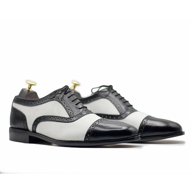 Oxford Mens Black And White Cap Toe Dress Shoes on Luulla