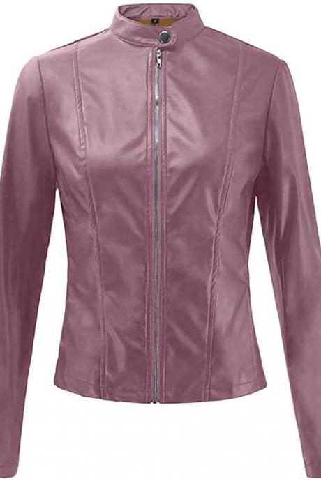 Stylish Slim Fit Purple Leather Jacket for Women