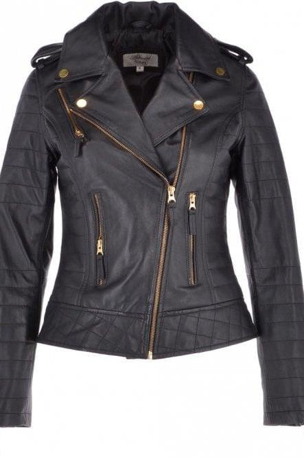 Women Leather Biker Jacket Stylish Street Wear Black Leather Jacket