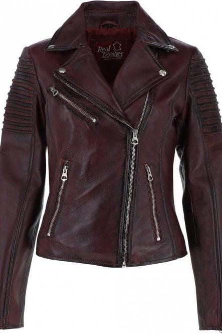 Women Burgundy Leather Biker Jacket Stylish Women Leather Jacket