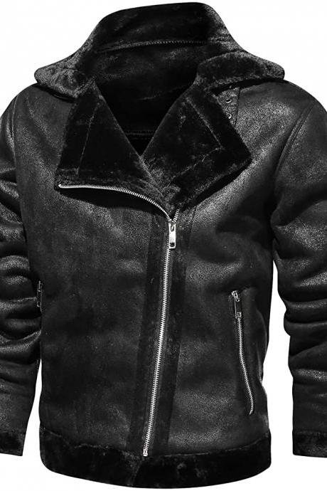 Black Fur Jacket for Men Leather Bomber Jacket