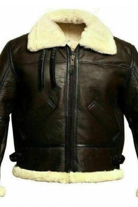 Western Fashion Men Black Leather Winter Fur Jacket