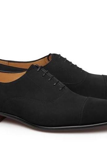 Stylish Black Suede Leather Lace Up Dress Shoes