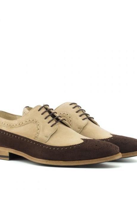 Mens Luxury Brown Lace Up Wingtips Brogue Shoes