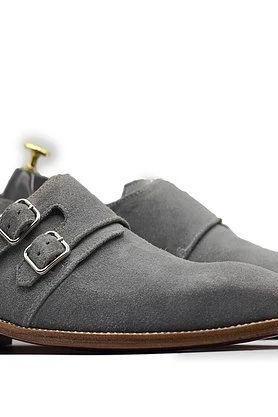 Stylish Men Double Monk Strap Gray Shoes