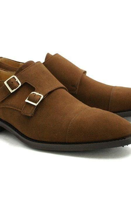 Stylish Men Double Monk Strap Brown Shoes