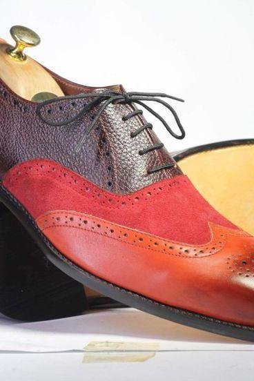 Stylish Red Wingtips Brogue Toe Fashion Shoes