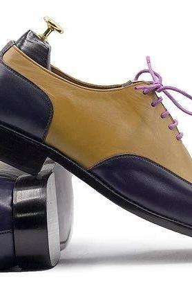 Oxford Mens Handmade Leather Blue Fashion Shoes