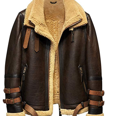Western Fashion Men Brown Leather Winter Fur Jacket